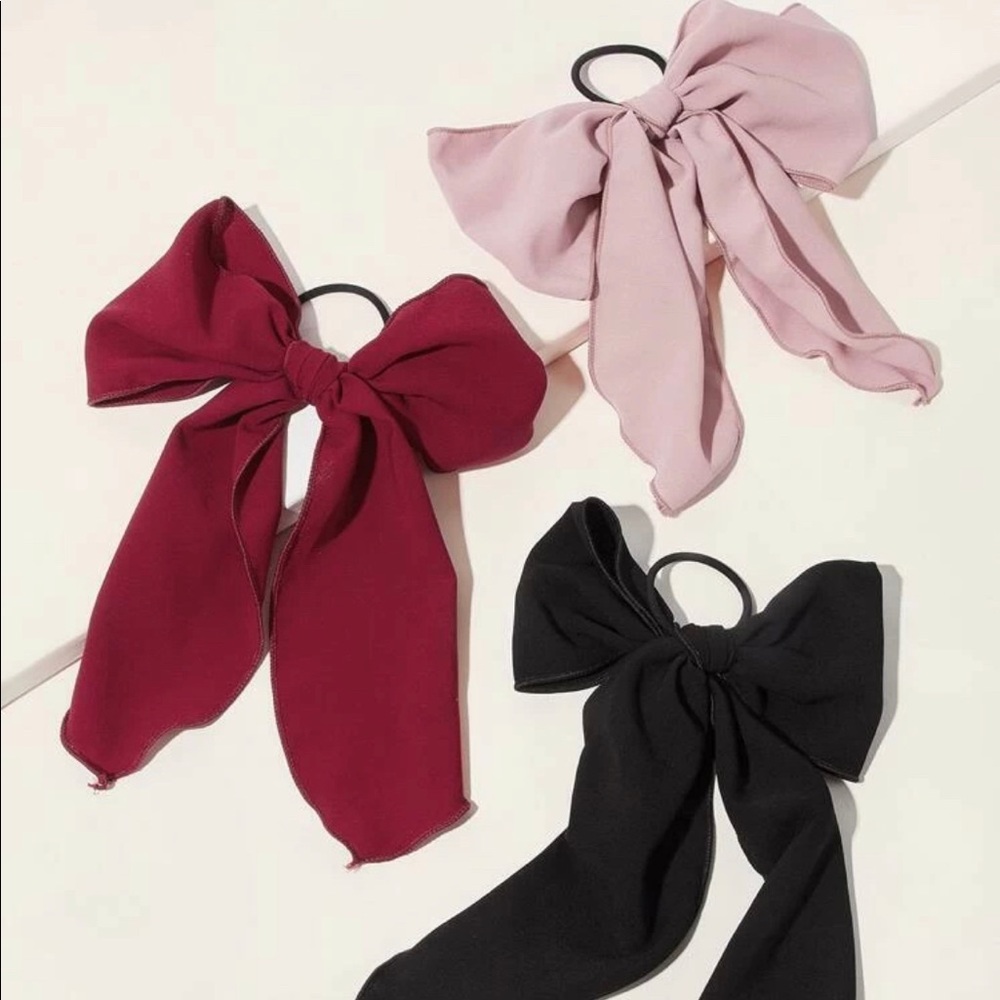 3 pcs Bow Knot Decor Hair scrunchie scarf